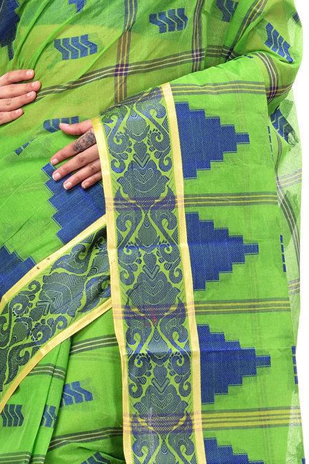 Green Pure Cotton Kamala Desiging Tant Saree (225)